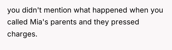 you didn't mention what happened when you called Mia's parents...