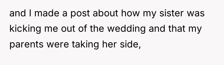 and I made a post about how my sister was...