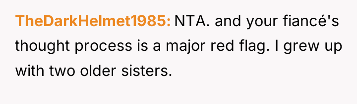 TheDarkHelmet1985 NTA. and your fiancé's thought process is a major...