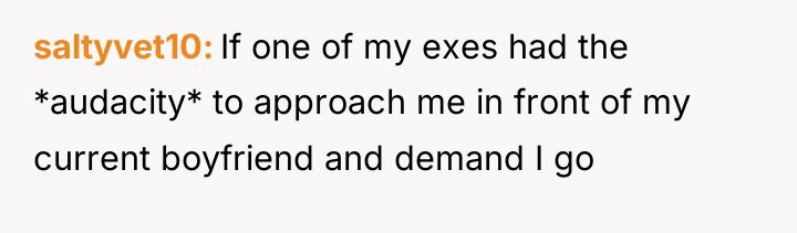 saltyvet10 If one of my exes had the *audacity* to...