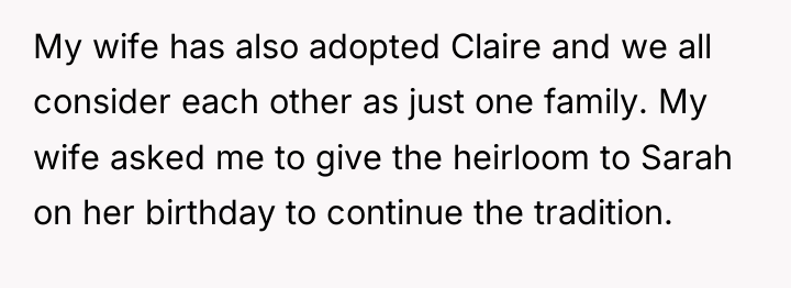My wife has also adopted Claire and we all consider...