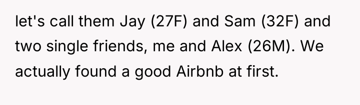 let's call them Jay (27F) and Sam (32F) and two...