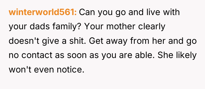 winterworld561 Can you go and live with your dads family?...