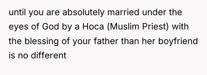 until you are absolutely married under the eyes of God...