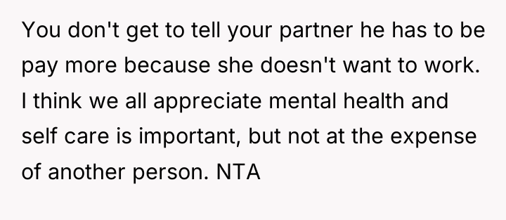 You don't get to tell your partner he has to...