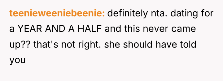 teenieweeniebeenie definitely nta. dating for a YEAR AND A HALF...
