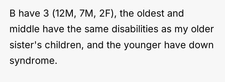B have 3 (12M, 7M, 2F), the oldest and middle...