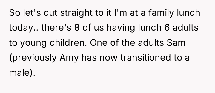 So let's cut straight to it I'm at a family...
