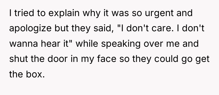 I tried to explain why it was so urgent and...