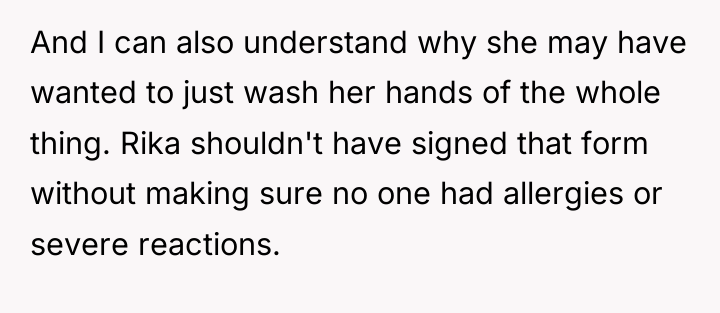 And I can also understand why she may have wanted...