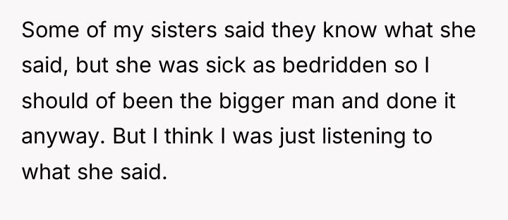 Some of my sisters said they know what she said,...