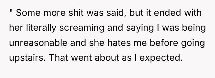 " Some more shit was said, but it ended with...