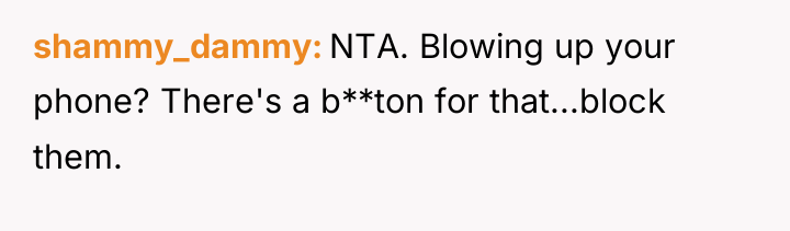 shammy_dammy NTA. Blowing up your phone? There's a b**ton for...