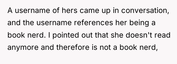 A username of hers came up in conversation, and the...