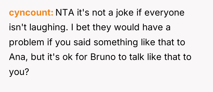 cyncount NTA it's not a joke if everyone isn't laughing....