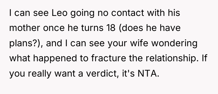 I can see Leo going no contact with his mother...