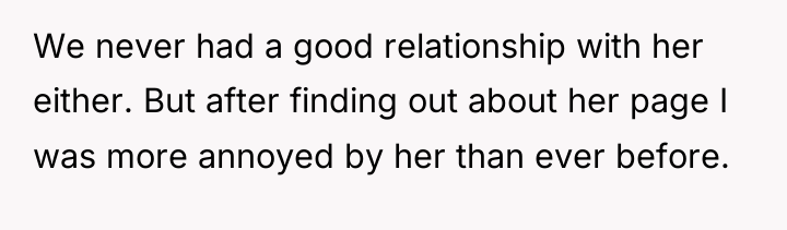 We never had a good relationship with her either. But...