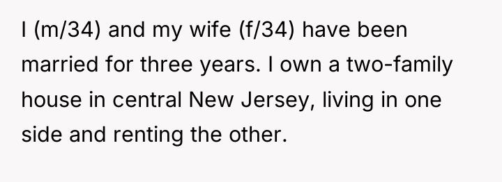 I (m/34) and my wife (f/34) have been married for...