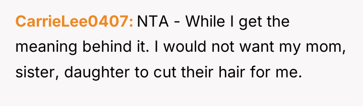 CarrieLee0407 NTA - While I get the meaning behind it....