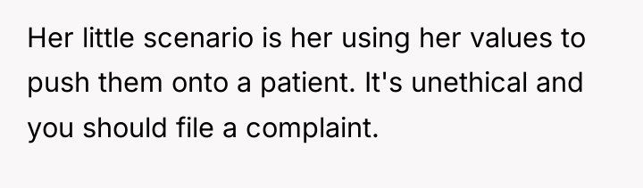 Her little scenario is her using her values to push...