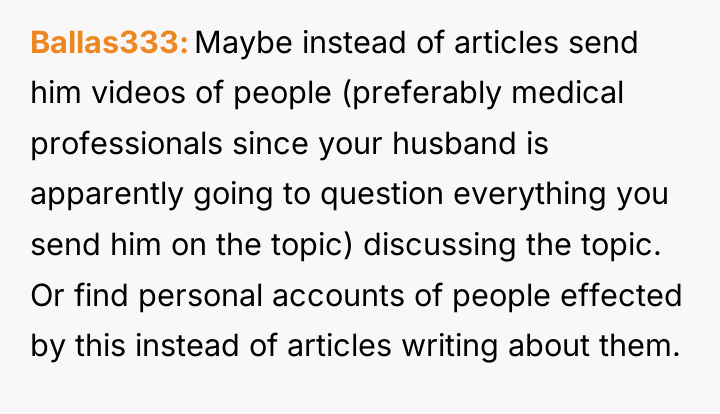 Ballas333 Maybe instead of articles send him videos of people...