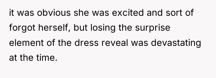 it was obvious she was excited and sort of forgot...
