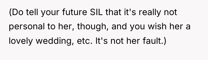 (Do tell your future SIL that it's really not personal...