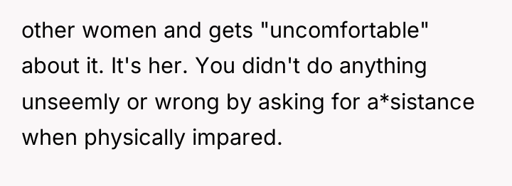 other women and gets "uncomfortable" about it. It's her. You...