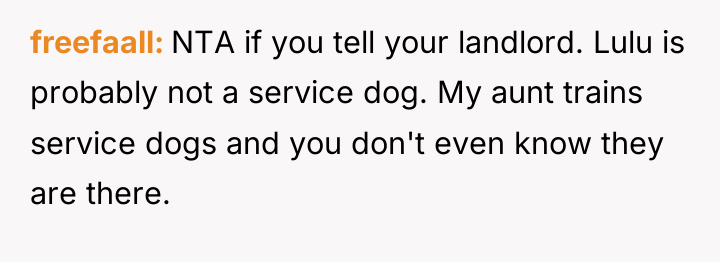 freefaall NTA if you tell your landlord. Lulu is probably...