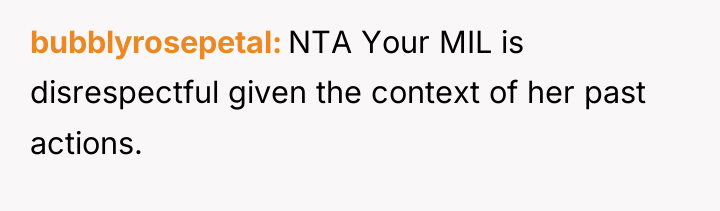 bubblyrosepetal NTA Your MIL is disrespectful given the context of...