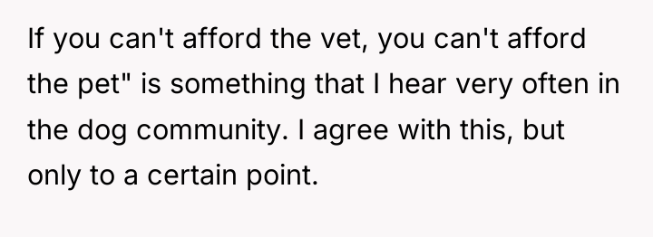 If you can't afford the vet, you can't afford the...