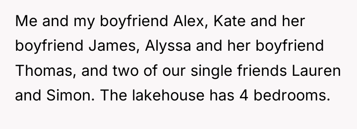 Me and my boyfriend Alex, Kate and her boyfriend James,...