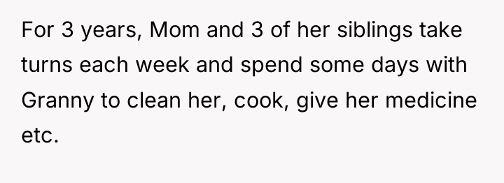 For 3 years, Mom and 3 of her siblings take...