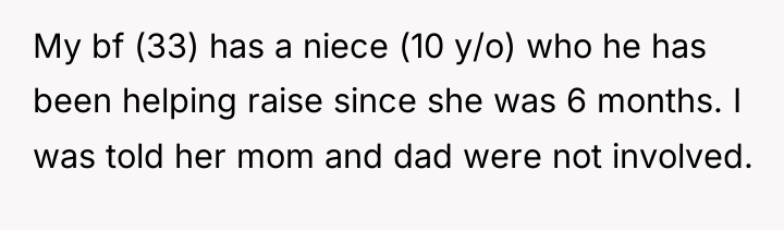 My bf (33) has a niece (10 y/o) who he...