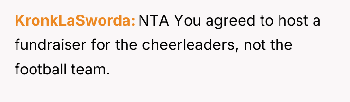 KronkLaSworda NTA You agreed to host a fundraiser for the...