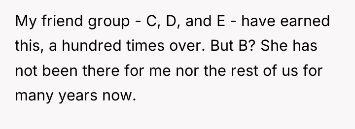 My friend group - C, D, and E - have...