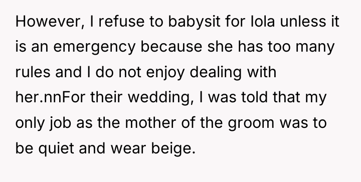 However, I refuse to babysit for Iola unless it is...