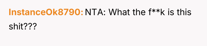 InstanceOk8790 NTA: What the f**k is this shit???