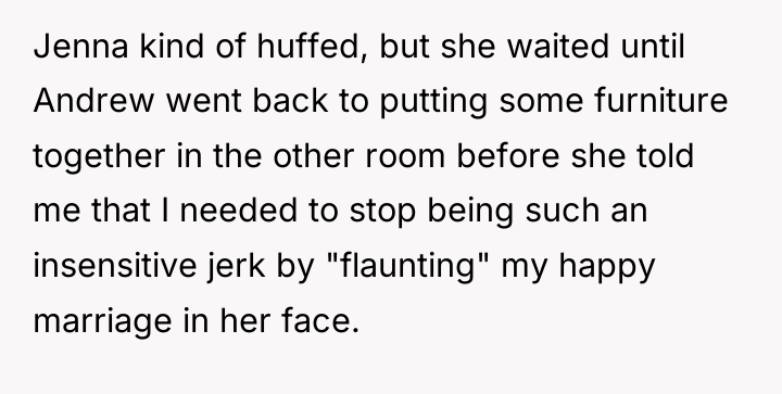Jenna kind of huffed, but she waited until Andrew went...