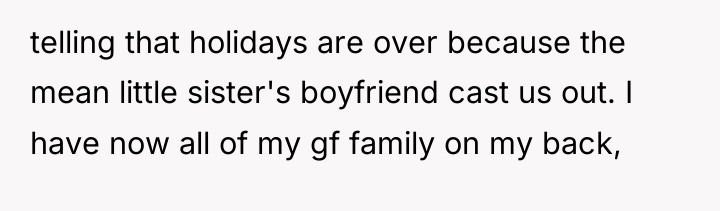 telling that holidays are over because the mean little sister's...