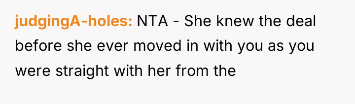 judgingA-holes NTA - She knew the deal before she ever...