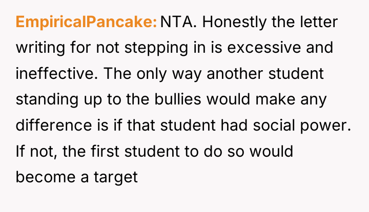 EmpiricalPancake NTA. Honestly the letter writing for not stepping in...