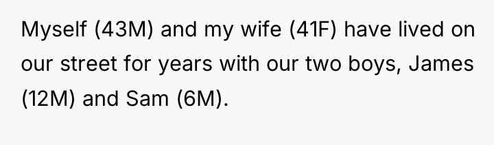 Myself (43M) and my wife (41F) have lived on our...