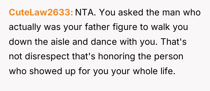 CuteLaw2633 NTA. You asked the man who actually was your...