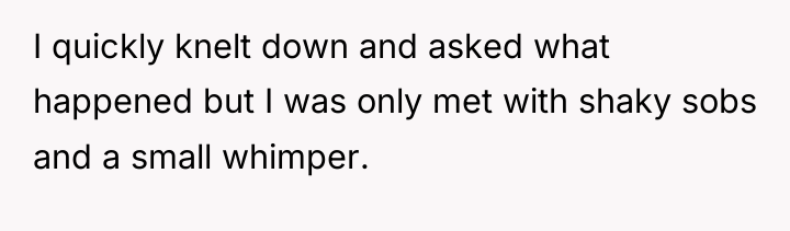 I quickly knelt down and asked what happened but I...