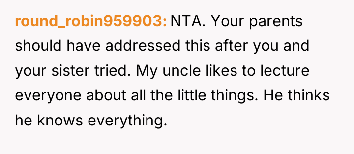 round_robin959903 NTA. Your parents should have addressed this after you...
