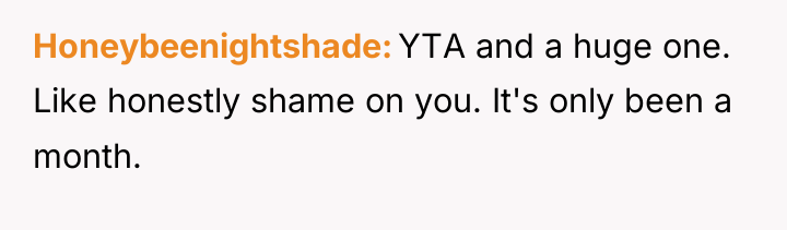 Honeybeenightshade YTA and a huge one. Like honestly shame on...