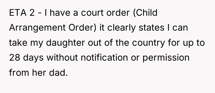 ETA 2 - I have a court order (Child Arrangement...