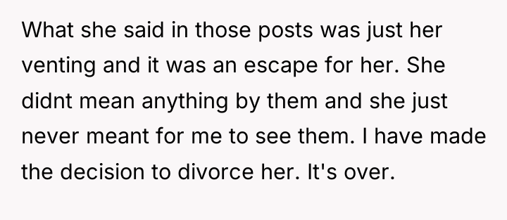 What she said in those posts was just her venting...