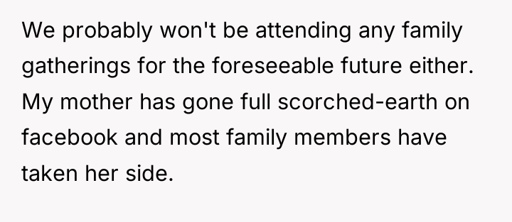We probably won't be attending any family gatherings for the...